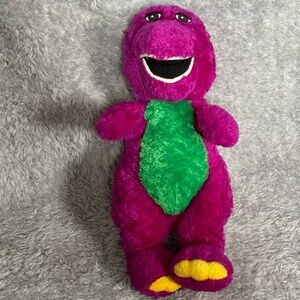 Barney the Dinosaur Plush Purple Green Stuffed Animal Toy 10” Vintage